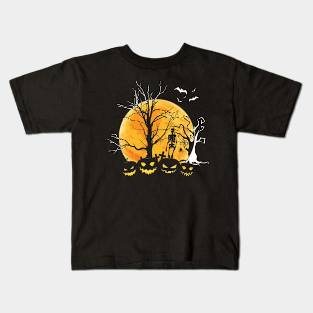 The more Jack O'Lanterns, the better on October 31st Kids T-Shirt by martinyualiso